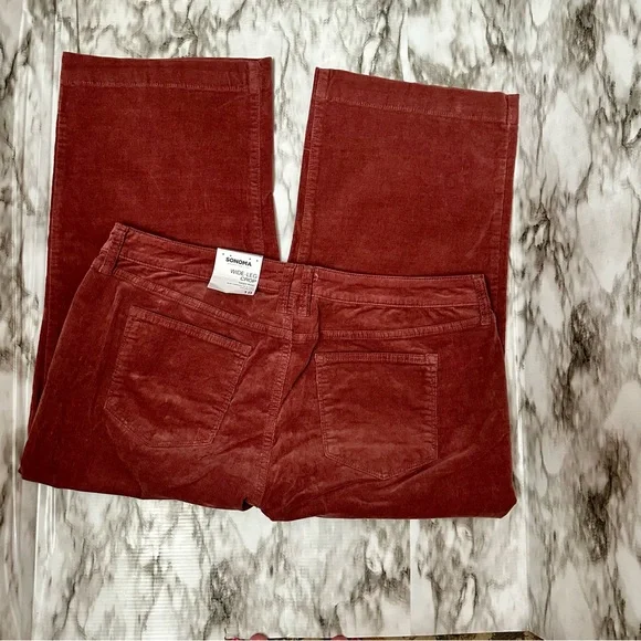Sonoma Womens Size 18 Corduroy Wide Leg Cropped Pants High Waisted Russet Color - Picture 1 of 6